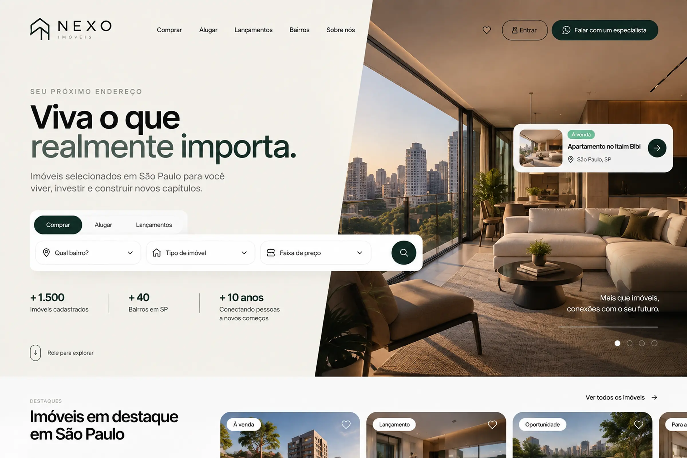 Página de uma imobiliária integrada ao sistema Keep Imob
